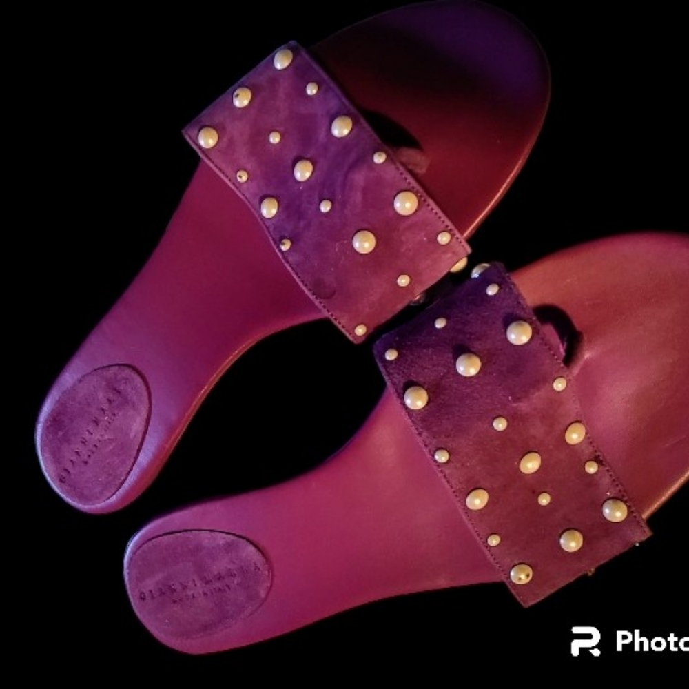Gianni Marra Italian Purple Leather Sandals Size 40